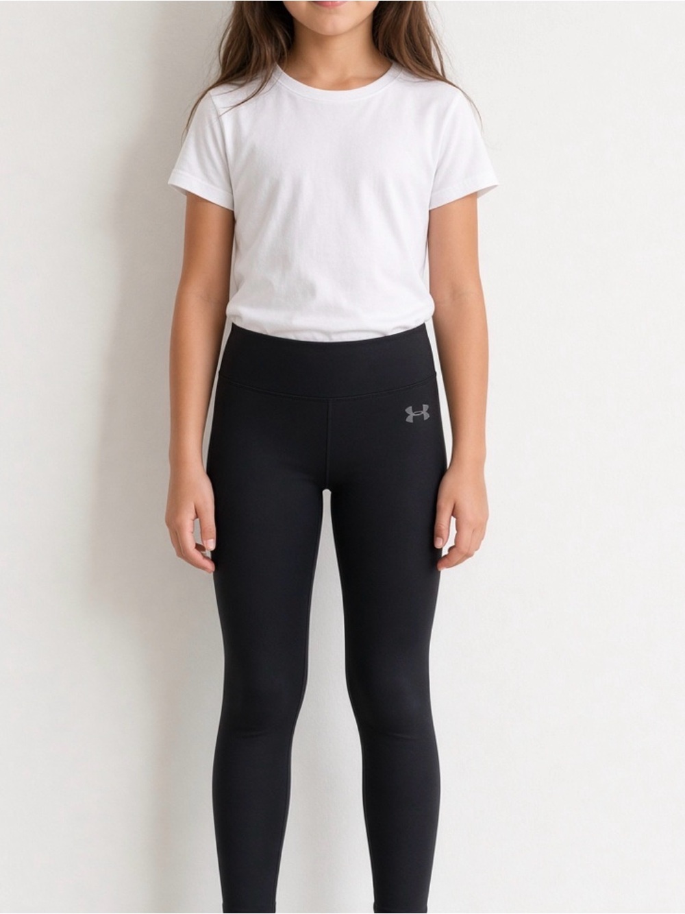 Under Armour Girls Youth Small Black Leggings | HeatGear Athletic Pants YSM